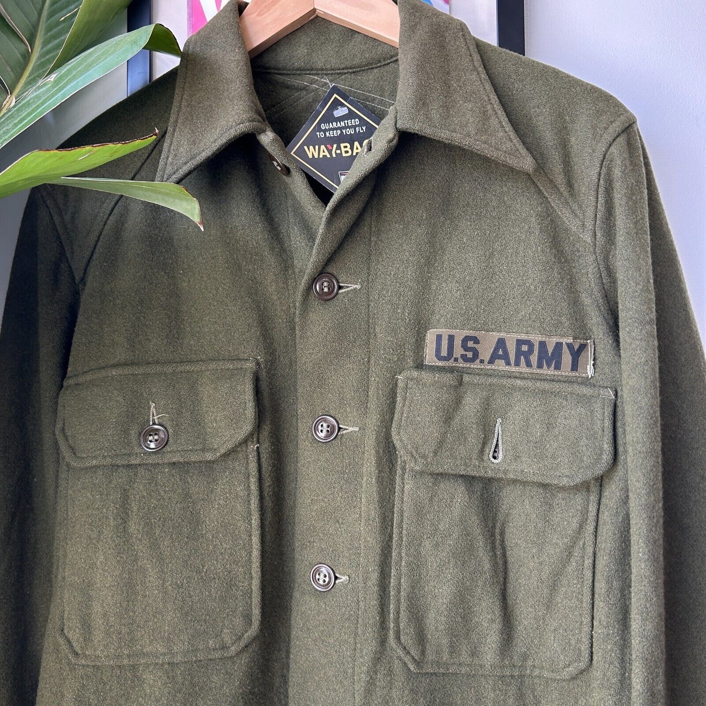 VINTAGE 60s 70s | U.S Army Military Fatigue Wool Button Down Shirt sz M Adult
