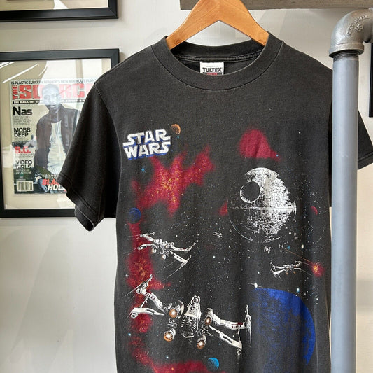 VINTAGE 90s | STAR WARS Movie Film Space T-Shirt sz S Adult
