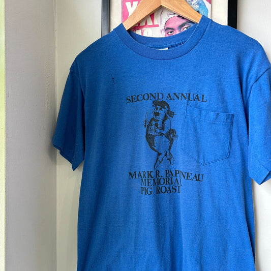 VINTAGE 80s | Fieldmaster 2ND Annual Pig Roast T-Shirt sz S/M Adult