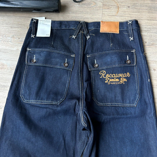 VINTAGE | Rocawear Raw Indigo Denim Contrast Stitch Jeans Pants NWT sz W35 L34