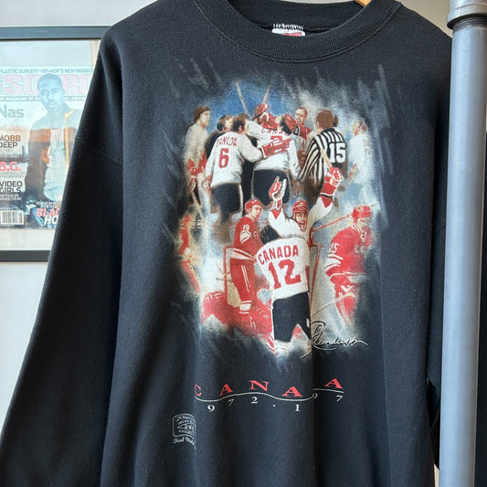 VINTAGE 90s | Team Canada Hockey Painting Crew Sweater sz XL