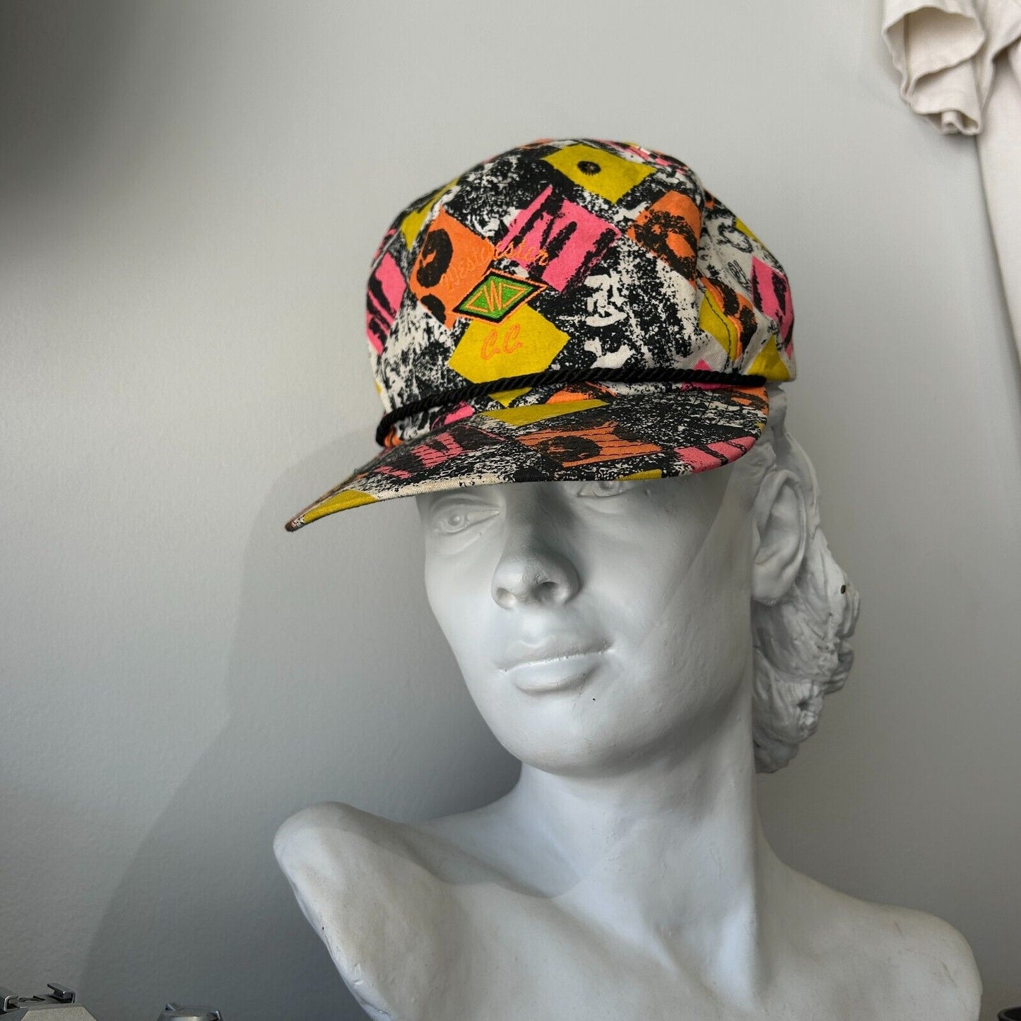 VINTAGE 80s | Retro Surf Style All Over Print Cap HAT One Size Adult