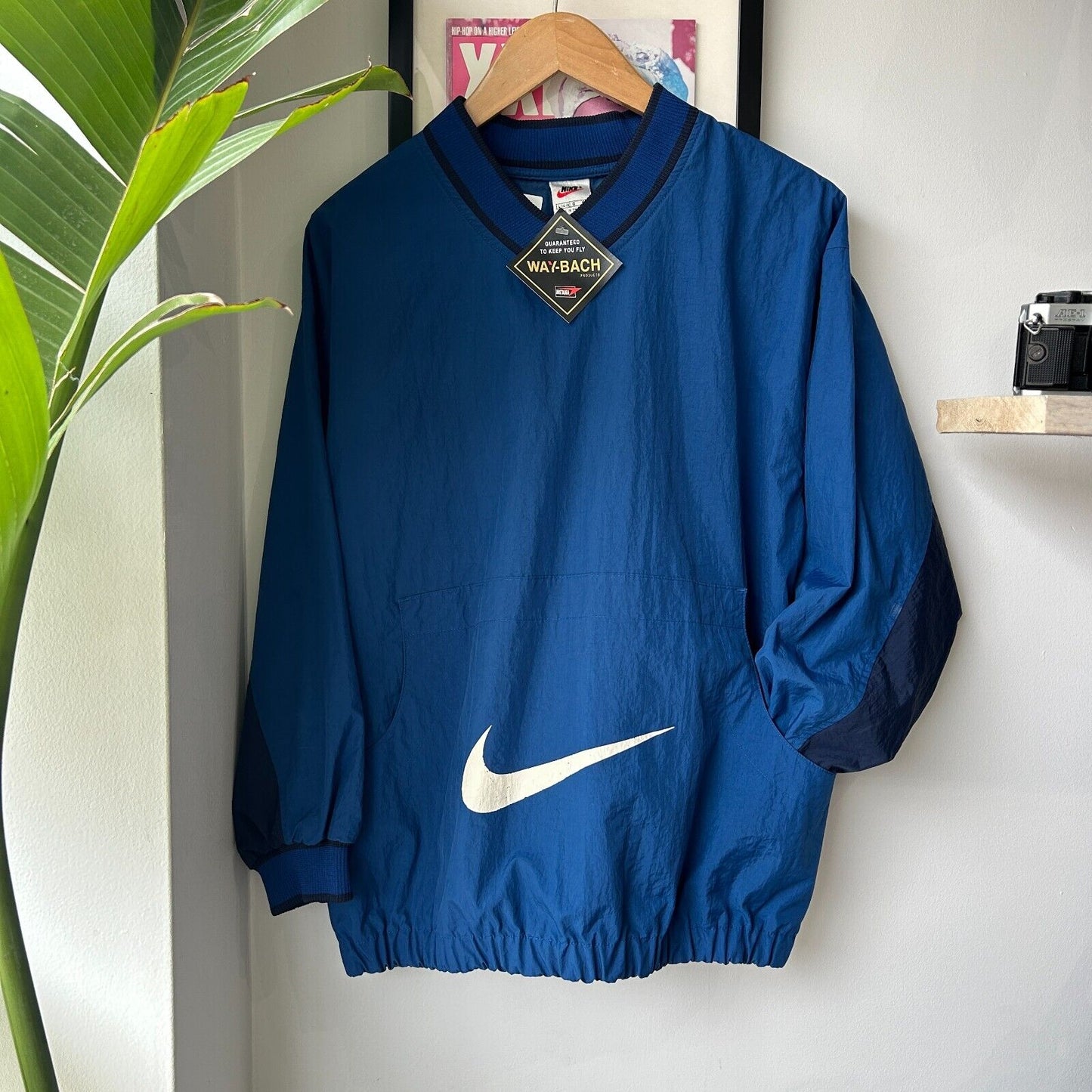 VINTAGE 90s | NIKE Big Swoosh Pullover Windbreaker Jacket sz S Adult / Youth L