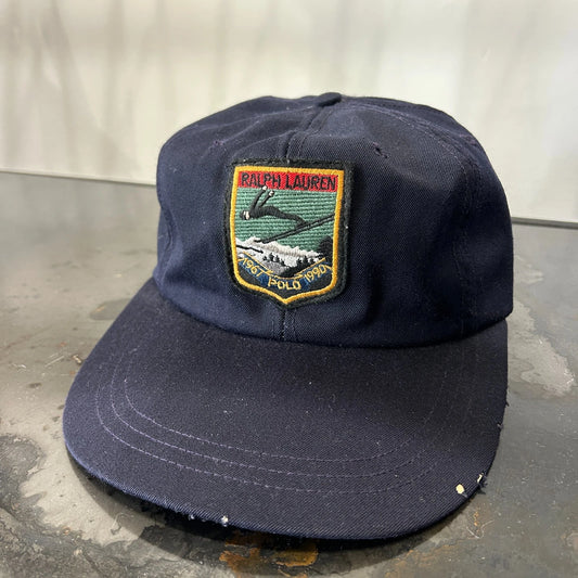 VINTAGE 80s | Polo by Ralph Lauren Suicide Ski Flip Wool Long Bill Cap Hat sz M