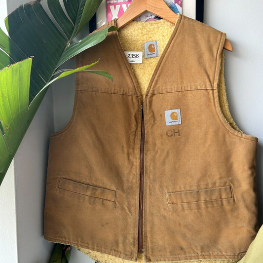 VINTAGE | Carhartt Sherpa Lined Workwear Vest Jacket sz M/L Adult