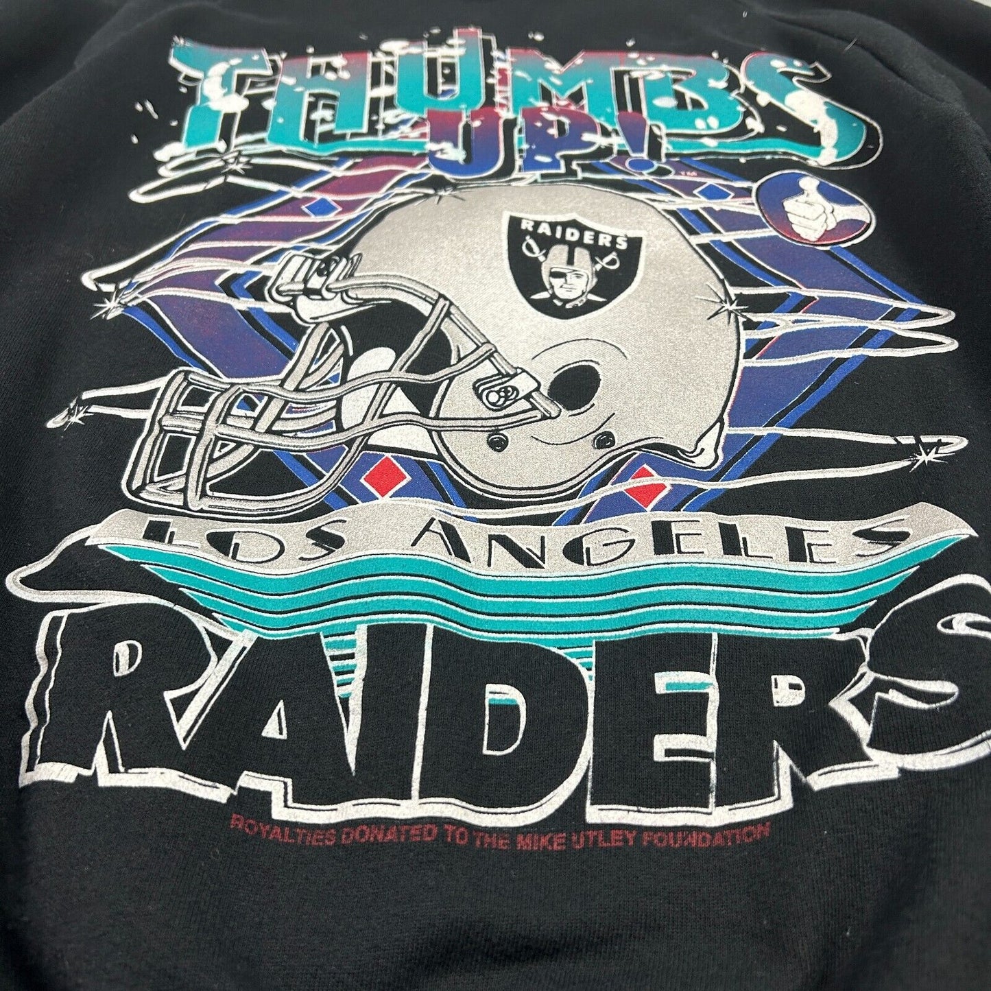 VINTAGE 80s-90s | LA RAIDERS NFL Football Helmet Crewneck Sweater sz L Adult