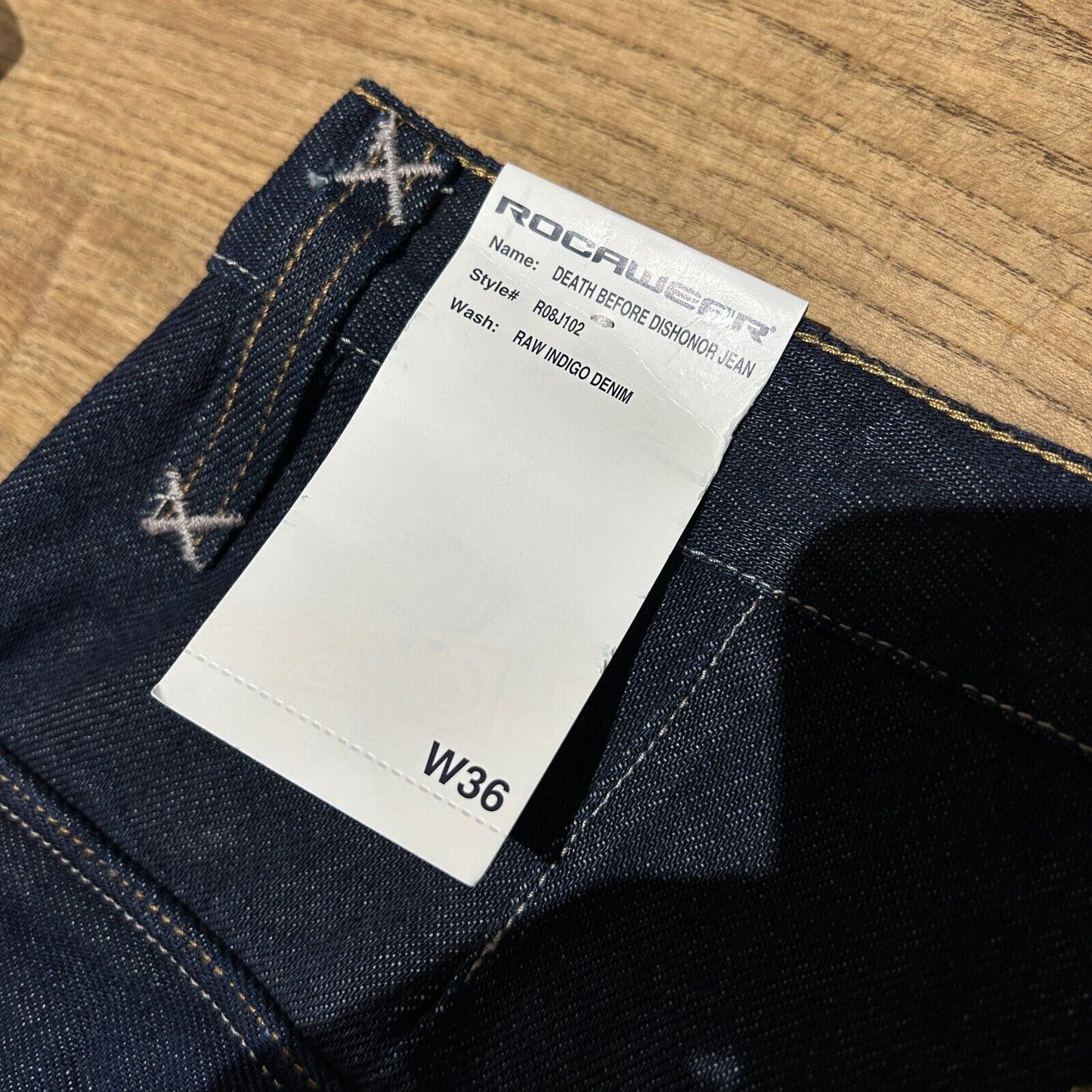 VINTAGE | Rocawear Raw Indigo Denim Contrast Stitch Jeans Pants NWT sz W35 L34