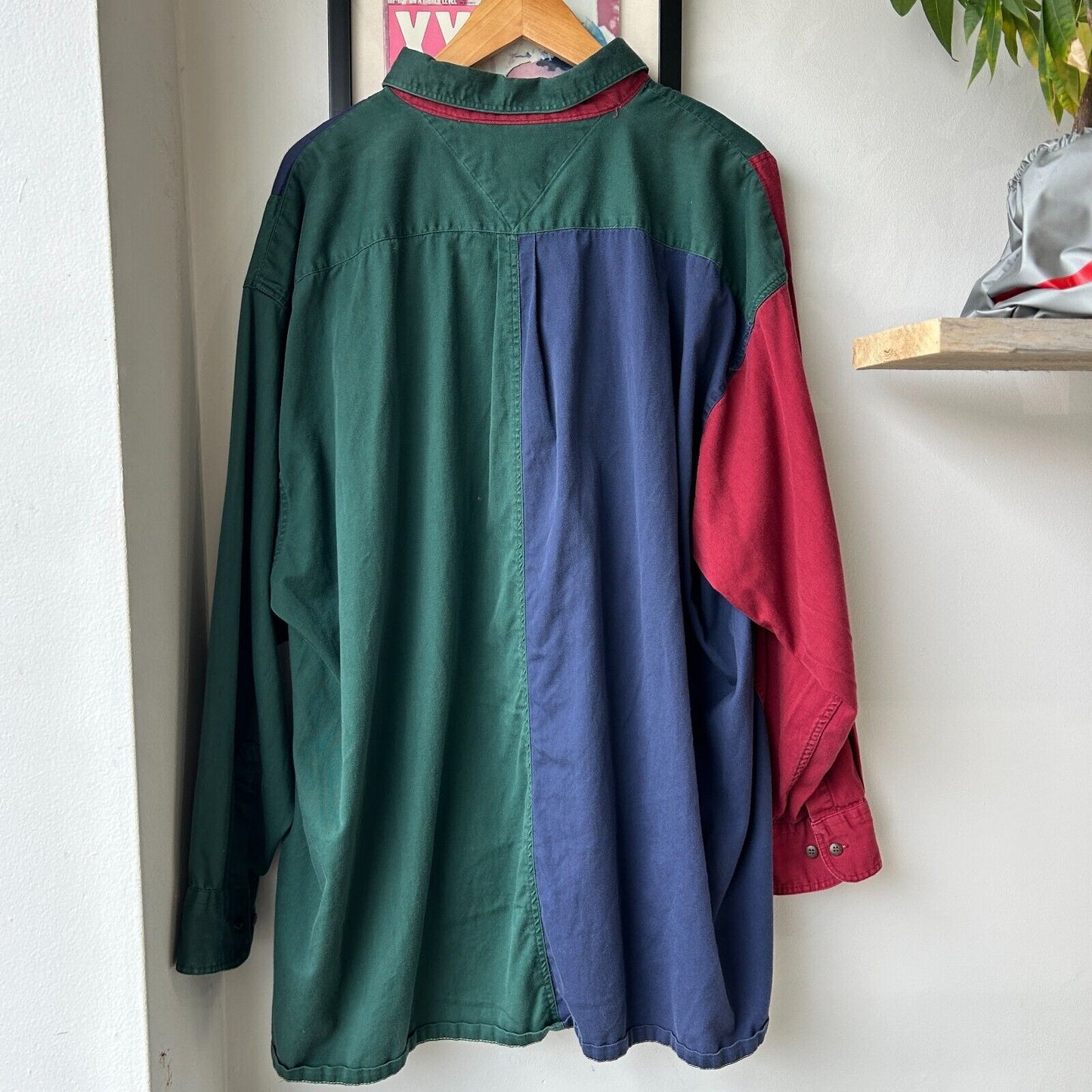 VINTAGE 90s | Vertical Color Block Button Down Shirt sz XXL