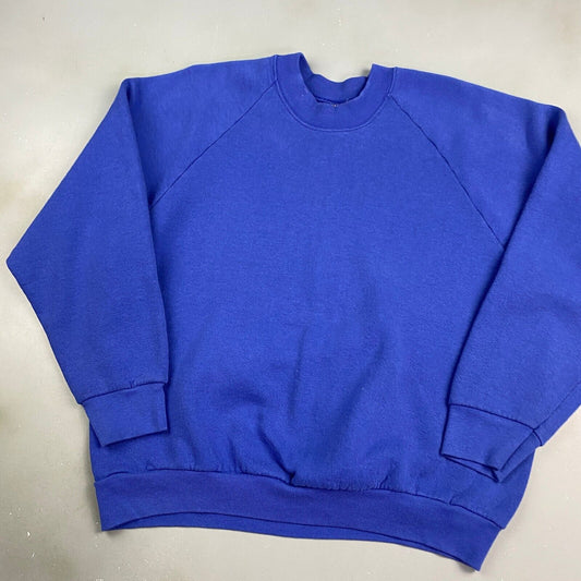 VINTAGE 90s Blank Blue Crewneck Sweater sz Large Adult