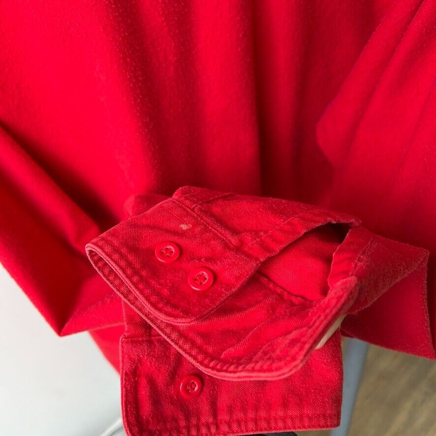 VINTAGE 90s | Eddie Bauer Chamois Cloth Red Button Down Shirt sz L