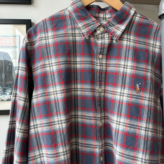 VINTAGE | Ralph Lauren Plaid Pony Classic Fit Button Down Shirt sz XL