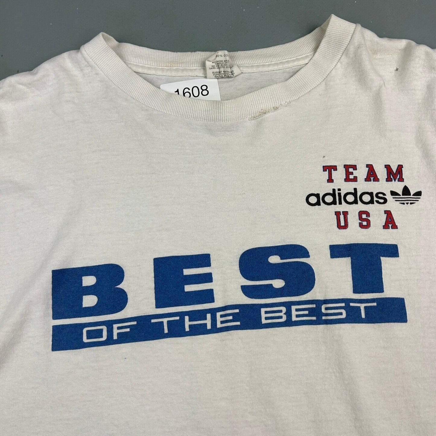 VINTAGE 80s | ADIDAS Team USA Martial Art White T-Shirt sz L Adult