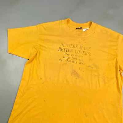 VINTAGE 90s Hunters Make Better Lovers Faded Yellow T-Shirt sz XL Men Adult