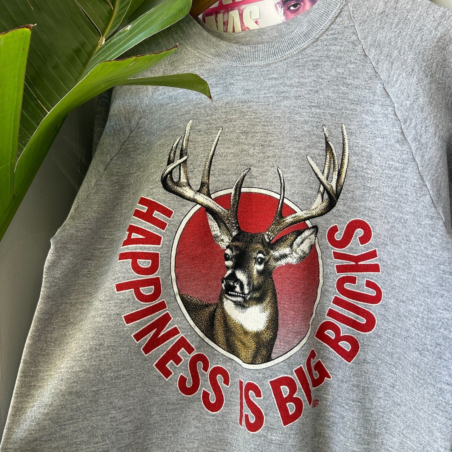 VINTAGE 90s | Happiness Is Big Bucks Hunting Sweater sz M Adult