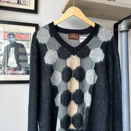 VINTAGE 80s | Dimension Argyle Knit Sweater sz L