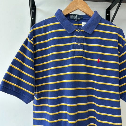 VINTAGE Y2k | Ralph Lauren Sm Pony Electric Blue Striped Polo Shirt sz L/XL