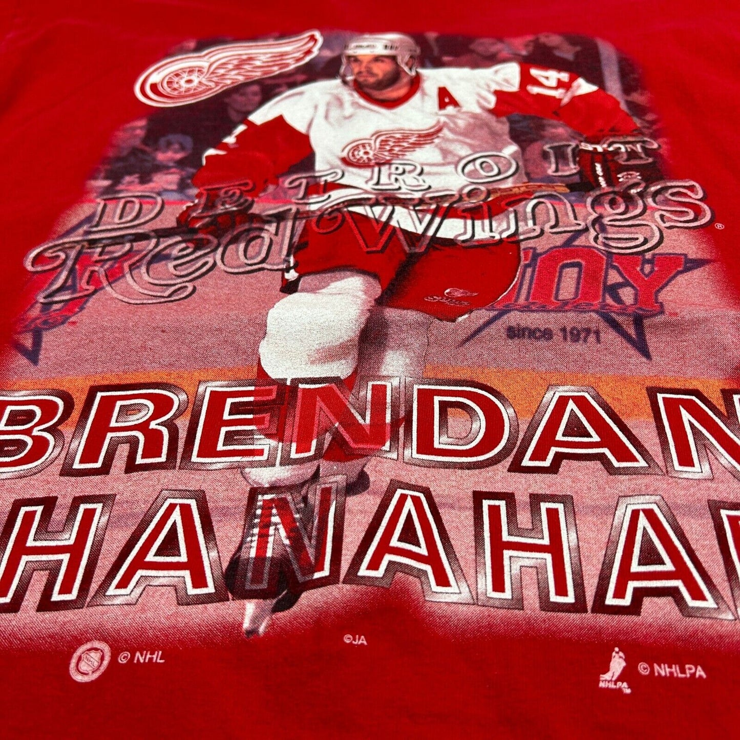 VINTAGE 90s | NHL Detroit Red Wings Shanahan Hockey T-Shirt sz L Men Adult