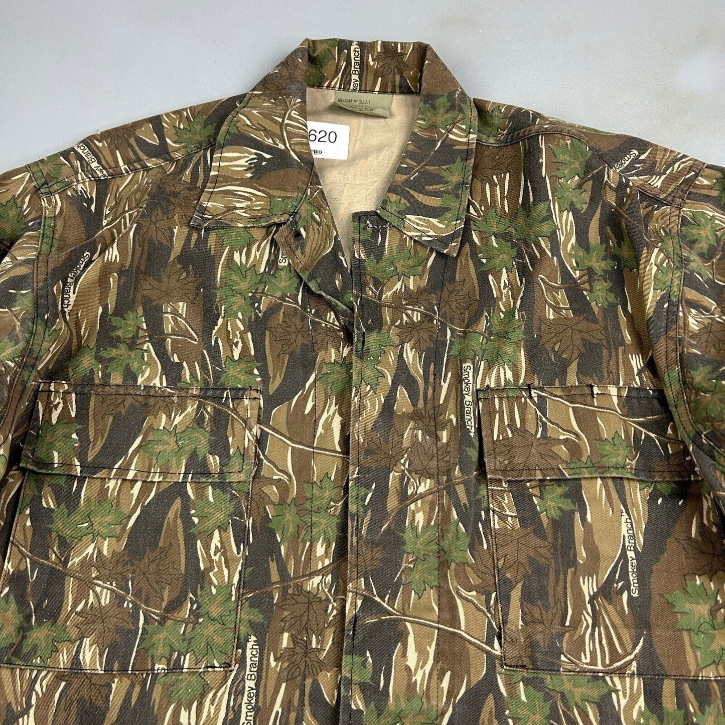 VINTAGE 90s | Military Smokey Branch Camo Chore Work Jacket sz M-Reg Adult