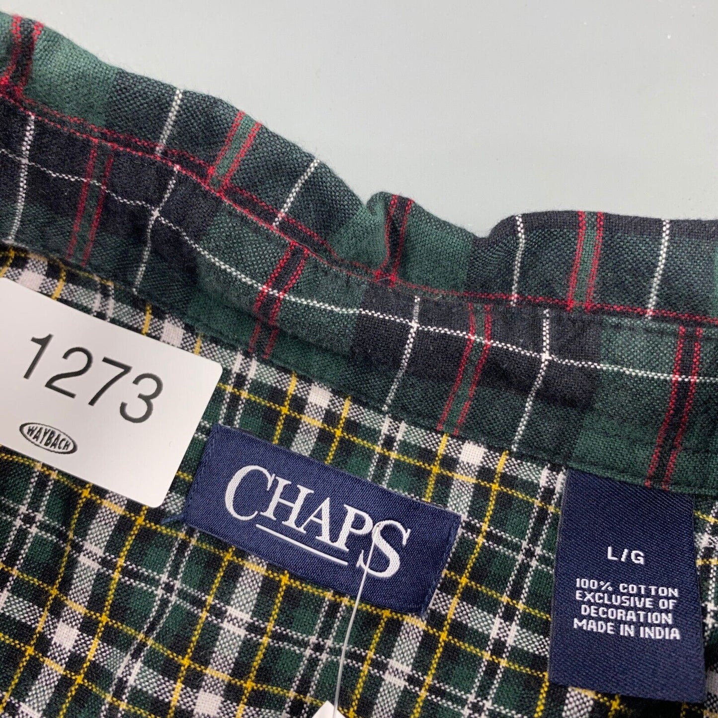 VINTAGE Chaps Multi-Plaid Flannel Button Up Shirt sz Large Adult