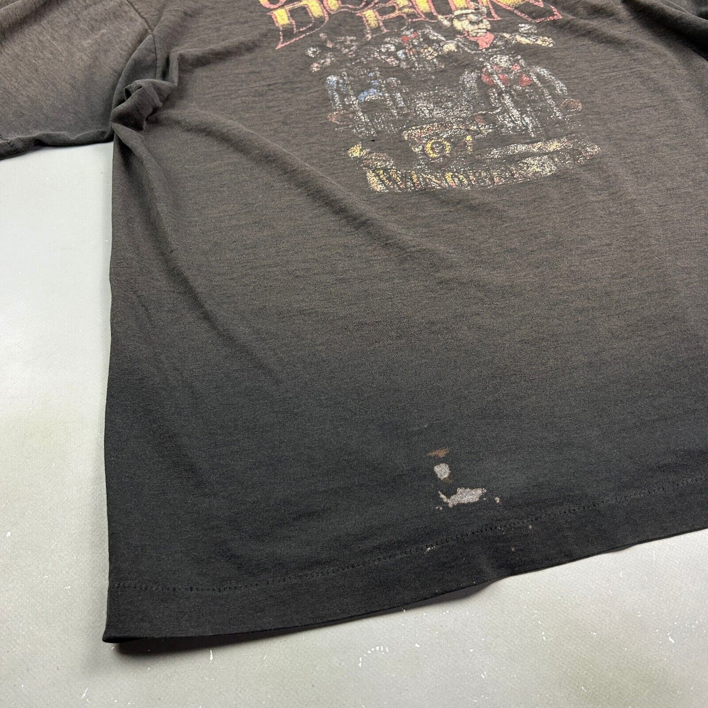VINTAGE 90s | DOG RUN Motorcycle Biker Sun Faded T-Shirt sz XL Adult