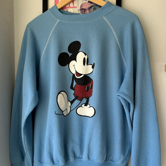 VINTAGE 80s | Mickey Mouse Baby Blue Crew Sweater sz XL