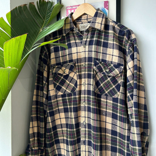 VINTAGE | Schmidt Earth Tone Flannel Button Down Shirt sz M Adult