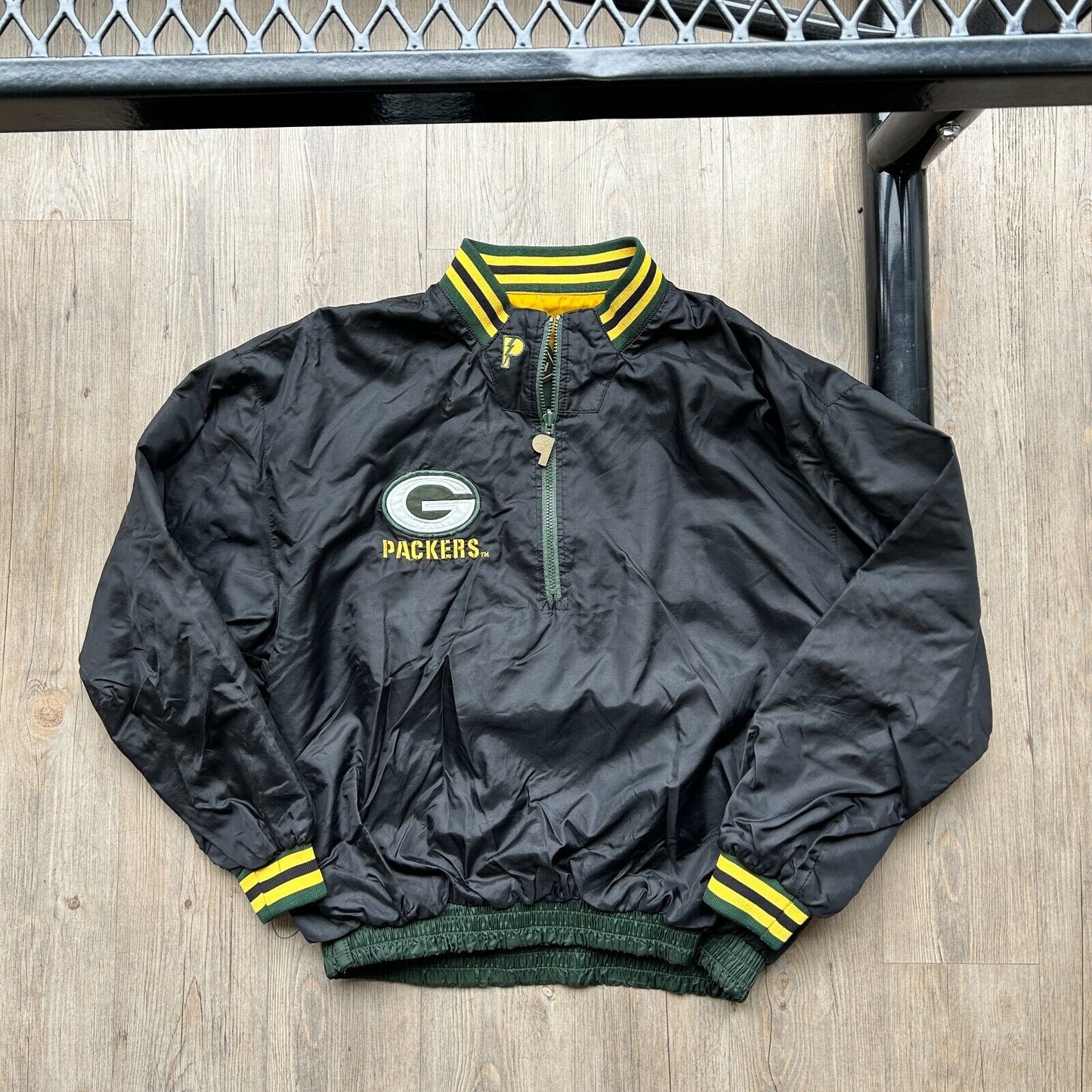 VINTAGE 90s | Pro Player Green Bay Packers 1/4 Zip Reversible Jacket sz L Adult