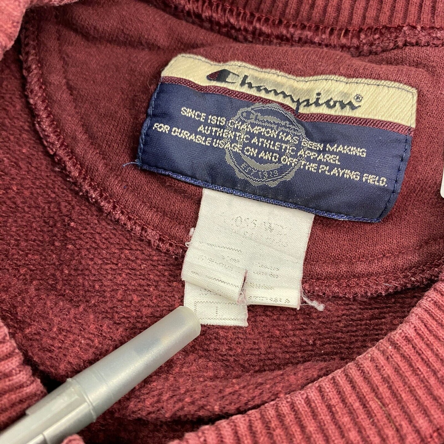 VINTAGE 90s Champion Maroon Heavyweight Blank Crewneck Sweater sz Large Adult