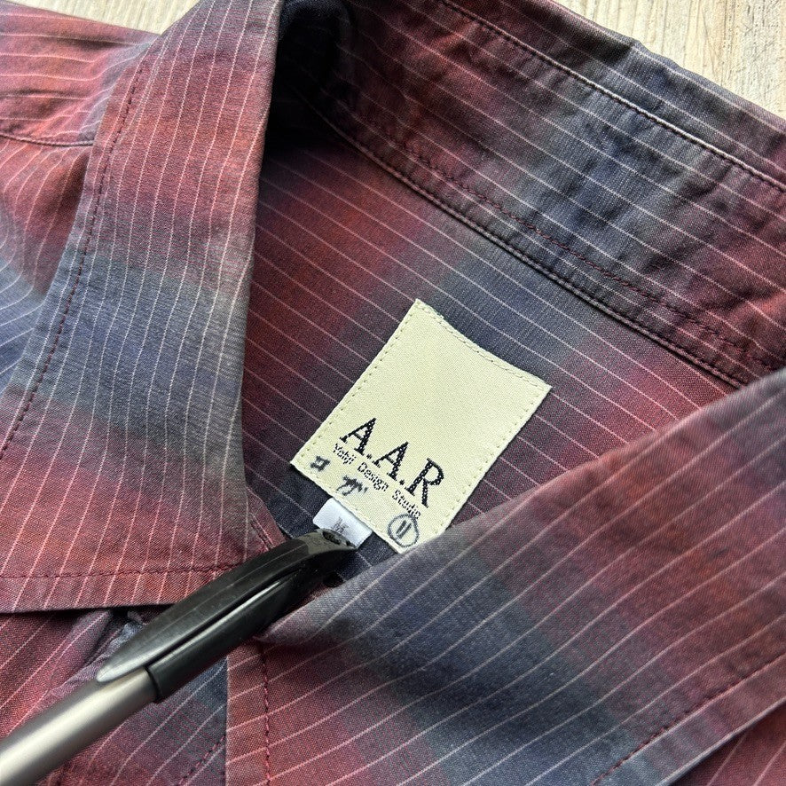 A.A.R Against All Risks Yohji Yamamoto Pinstripe Graident Button Down Shirt sz M