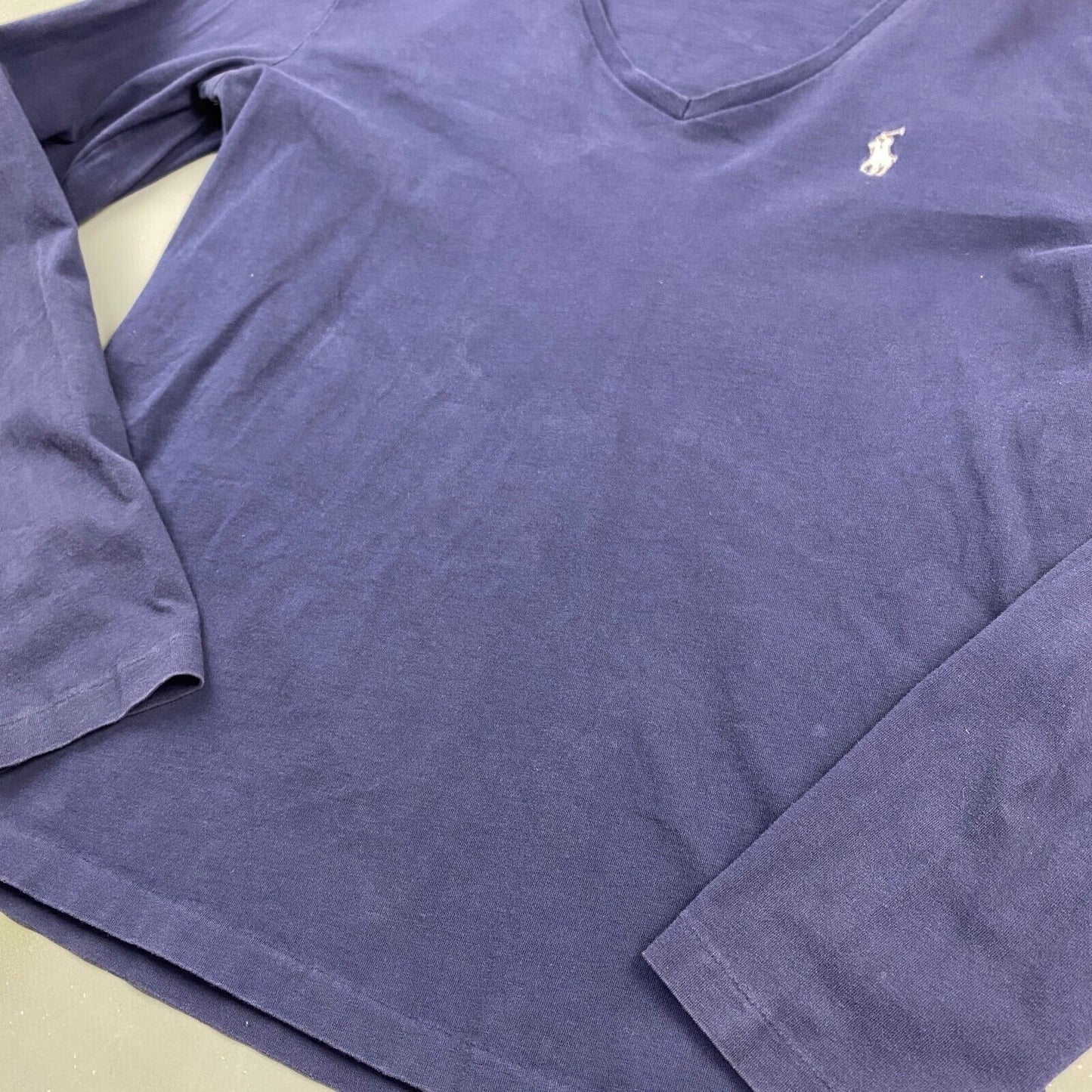 VINTAGE Ralph Lauren Sport V-neck Long Sleeve T-Shirt sz Medium Womens