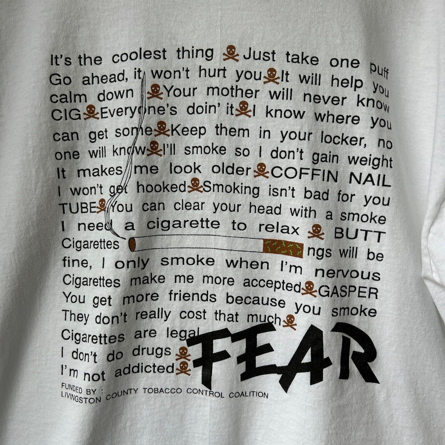 VINTAGE 90s | FEAR Tobacco Control Coalition T-Shirt sz L