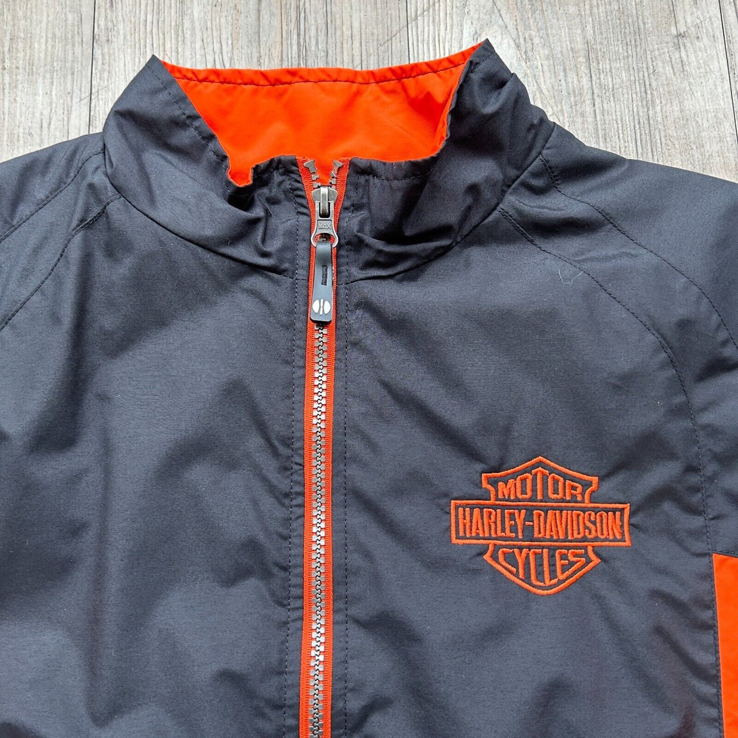 VINTAGE | Harley Davidson Nylon Biker Windbreaker Jacket sz L Ladies / Sm Adult