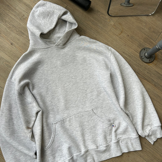 VINTAGE | Blank Grey Russell Athletic Hoodie Sweater sz L