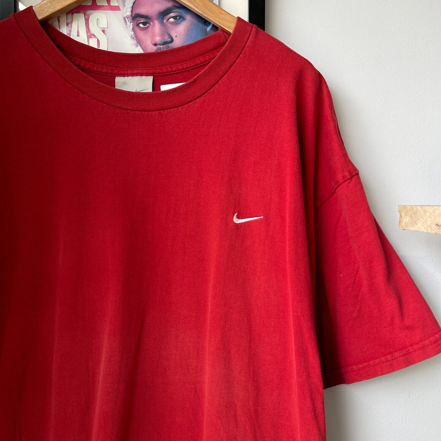 VINTAGE | NIKE Mini Swoosh Embroidered Logo Red T-Shirt sz XXL Adult