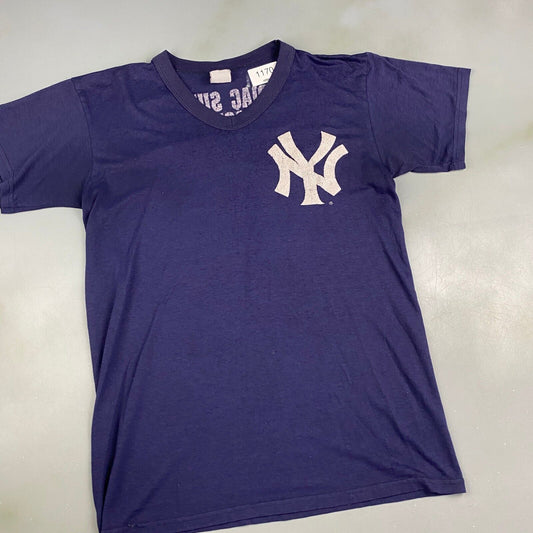 VINTAGE 80s NY Yankees Cardiac Surgery Navy T-Shirt sz Medium Adult