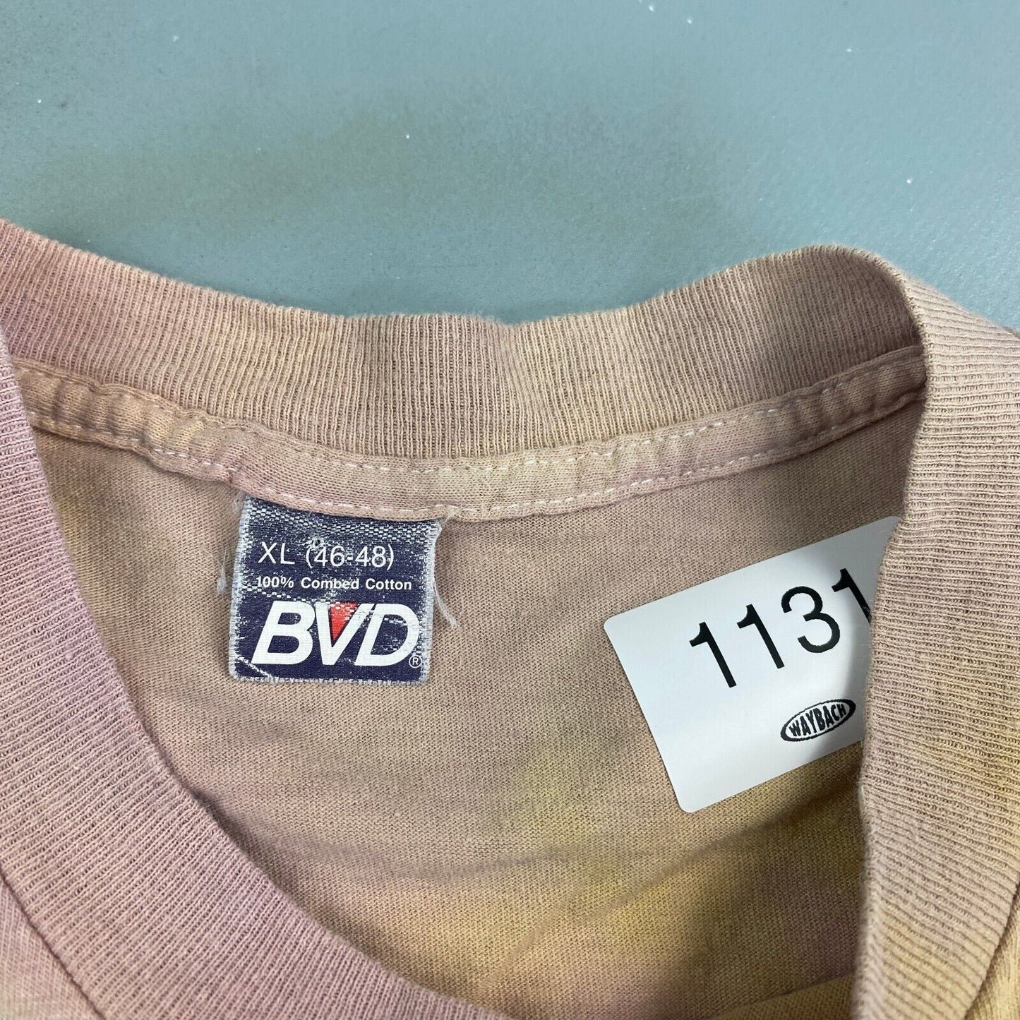 VINTAGE 90s Tye Dye Faded Light Color Single Stitch T-Shirt sz Medium Tall Adult