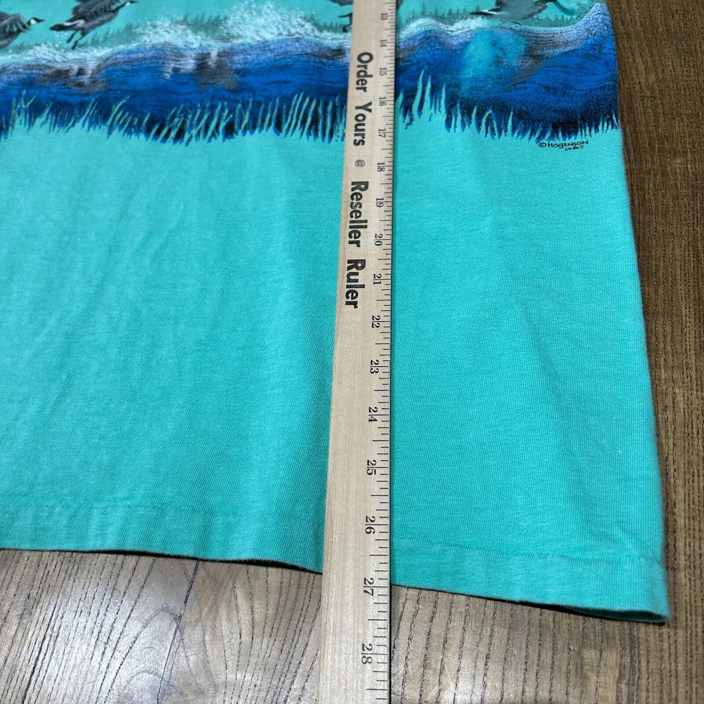 VINTAGE 80s | Lake George NY Nature Wrap Graphic Teal T-Shirt sz M Adult