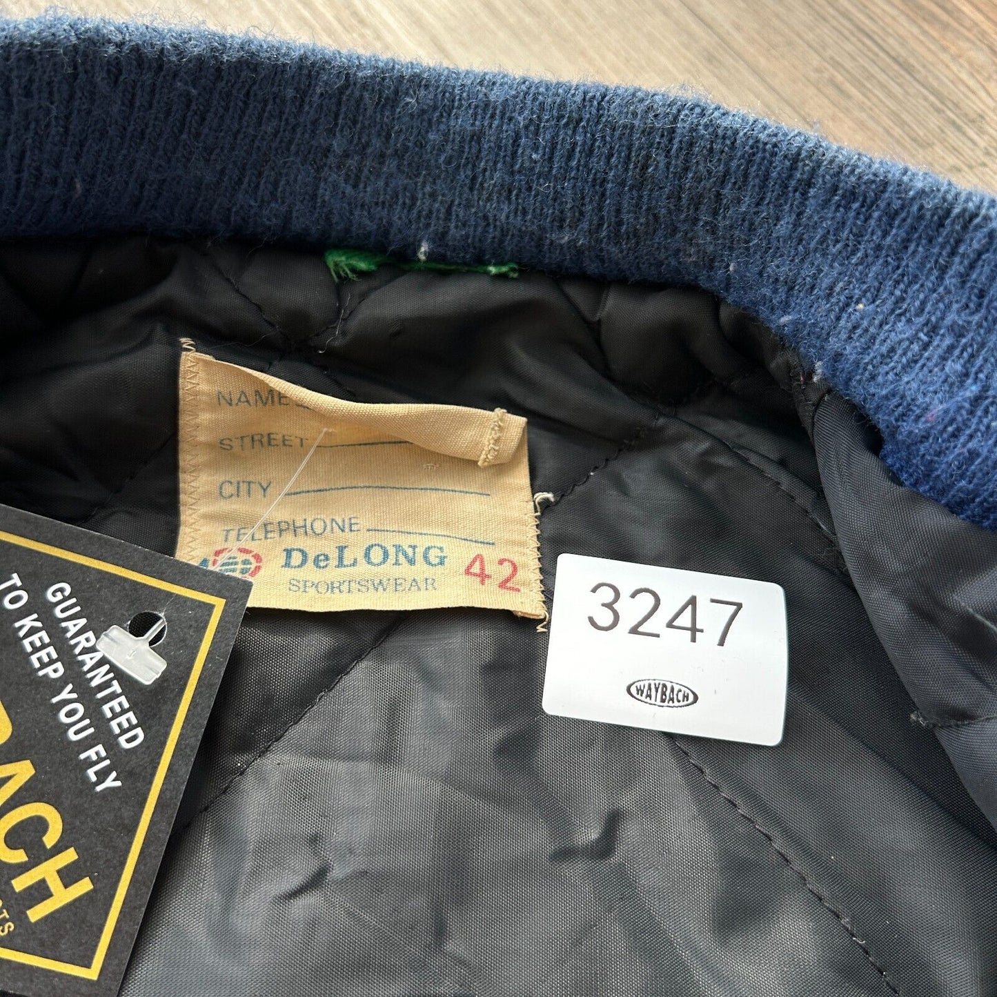 VINTAGE 80s | Thrashed Delong Blank Varsity Bomber Jacket sz L