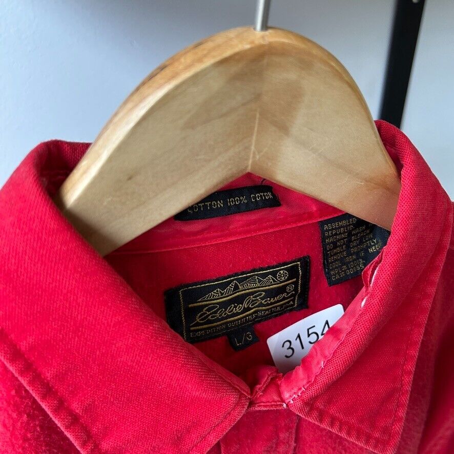VINTAGE 90s | Eddie Bauer Chamois Cloth Red Button Down Shirt sz L
