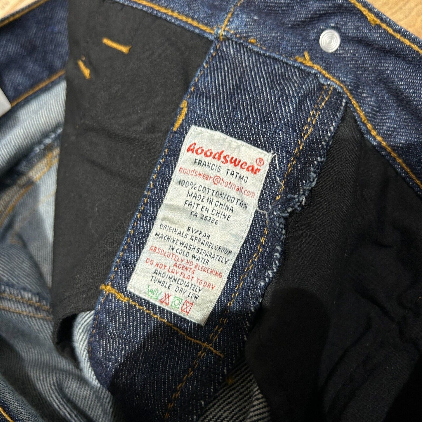 VINTAGE | Hood Jeans Co Contrast Stitch Dark Wash Denim Pants sz W36 L34