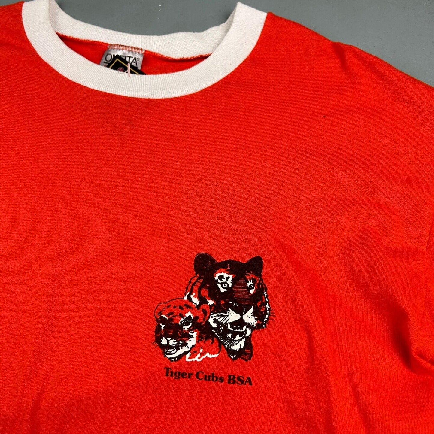 VINTAGE 90s | Tiger Cubs BSA Orange Ringer T-Shirt sz L Men Adult