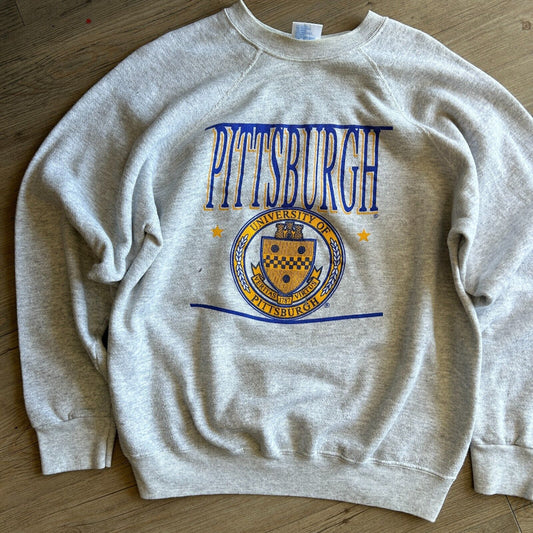 VINTAGE 80s | University Of Pittsburgh Crew Sweater sz L