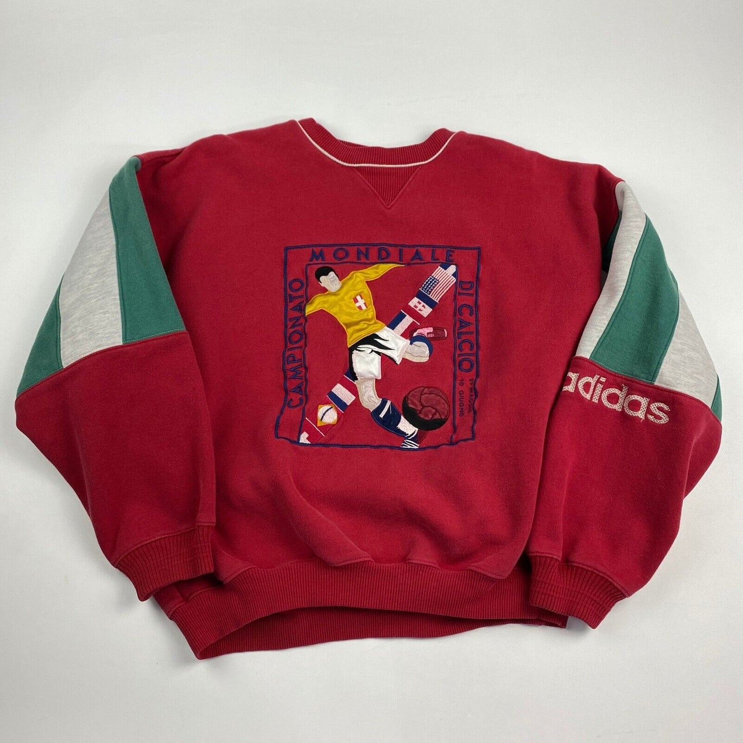 Vintage 80s ADIDAS Campionato Mondiale Di Calcio Italia World Cup Crewneck sz M