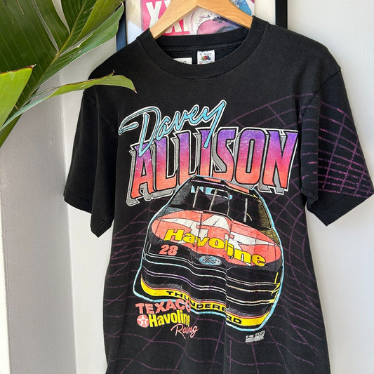 VINTAGE 1992 | Davey Allison Texaco Racing Big Car Graphic T-Shirt sz S Adult