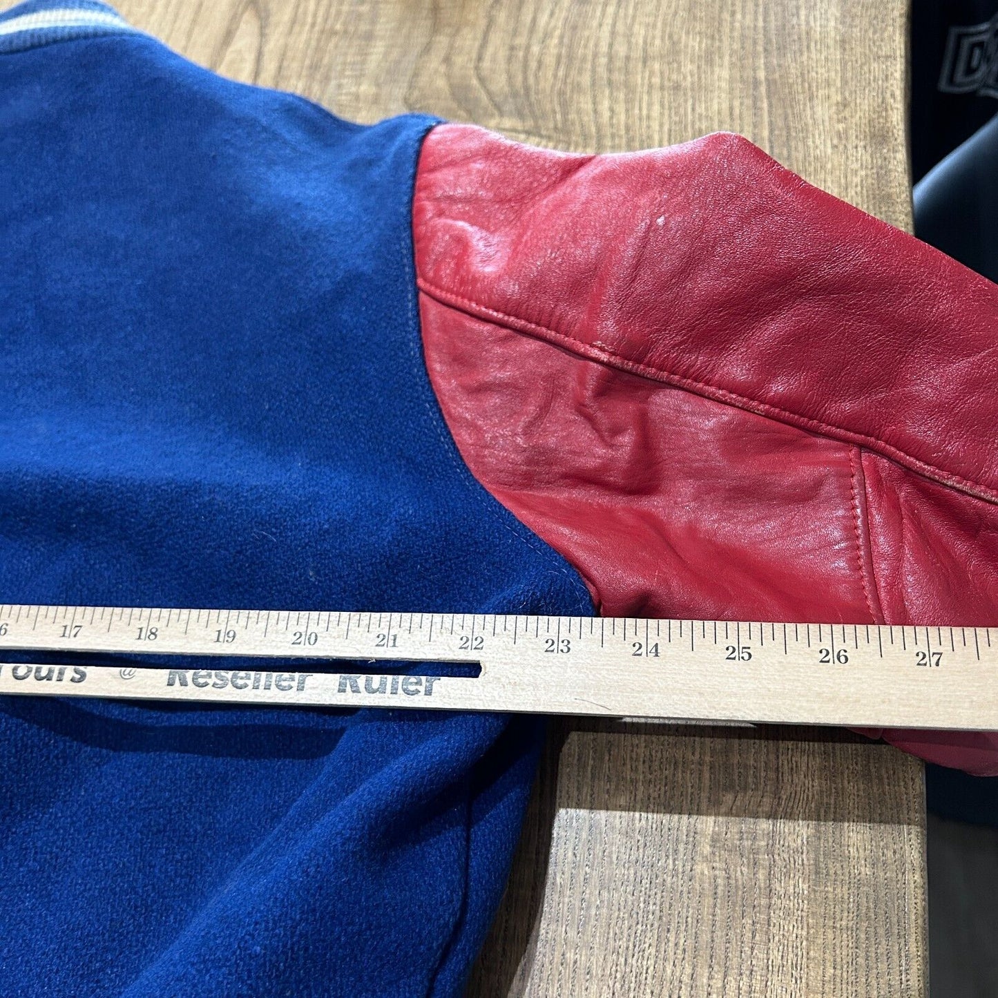 VINTAGE 80s | Thrashed Delong Blank Varsity Bomber Jacket sz L