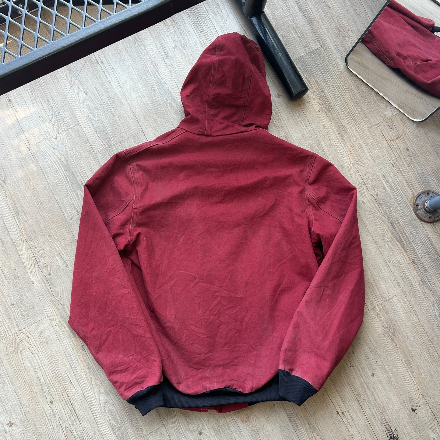 VINTAGE | Carhartt Dark Red Zip Hooded Jacket sz L