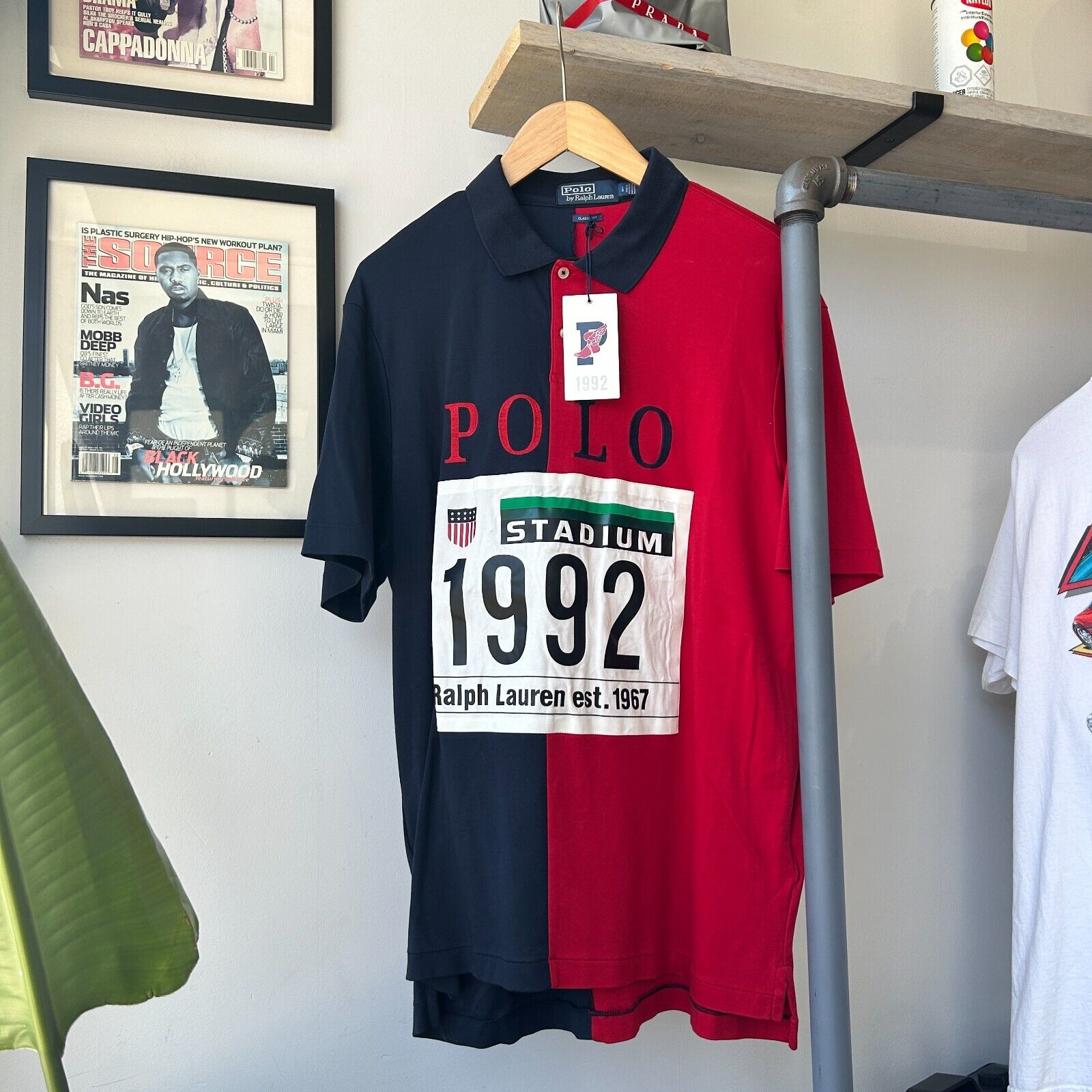 Ralph Lauren 1992 Stadium Plate Split Polo Shirt sz L *NWT