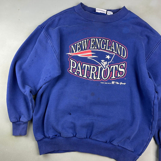 VINTAGE 90s | NFL New England Patriots Football Crewneck Sweater sz L Adult