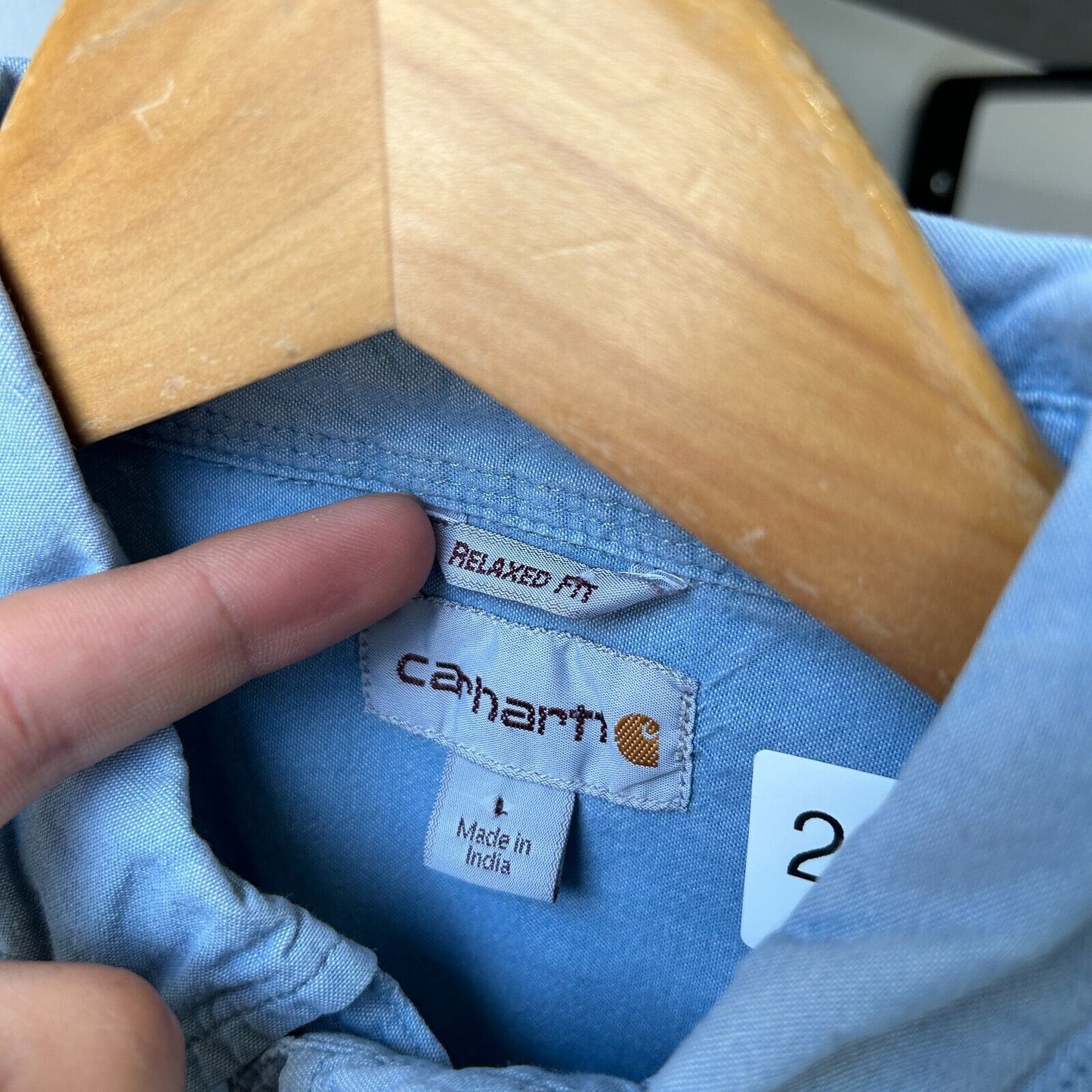 VINTAGE | Carhartt Denim Short Sleeve Button Snap Shirt sz L