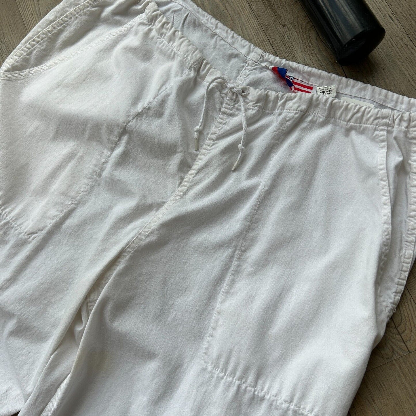 VINTAGE 90s | UFO White Cotton Parachute Baggy Pants sz OneSize